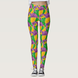 Legging Camuflagem de Pointillize da aguarela do carnaval