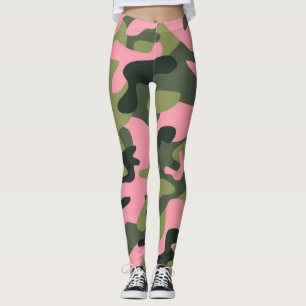 Legging Camuflagem do Exército Verde e Rosa