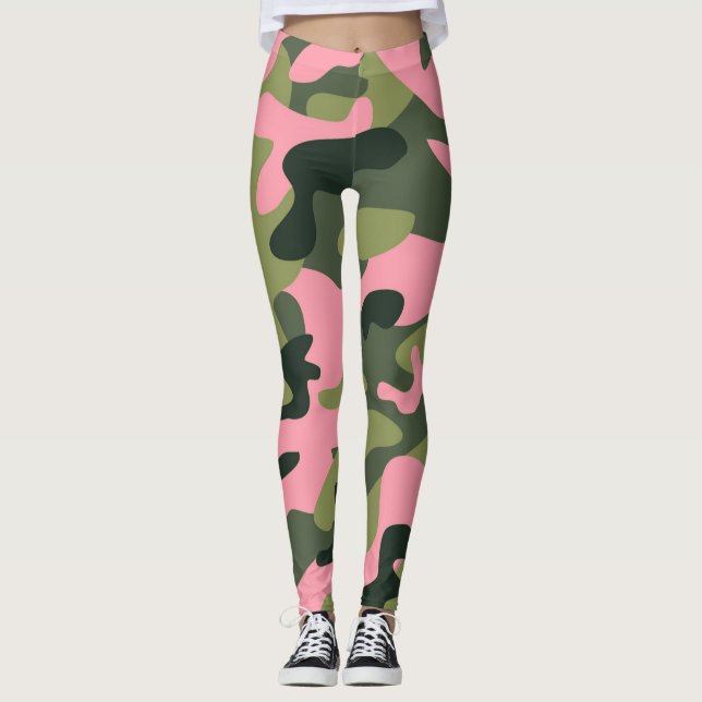 Legging Camuflagem do Exército Verde e Rosa (Frente)