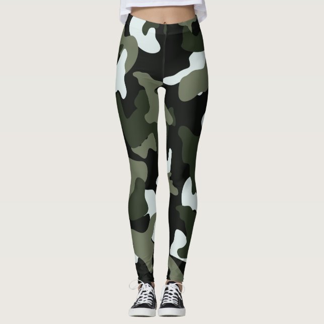 Legging Camuflagem exército padrão verde branco (Frente)