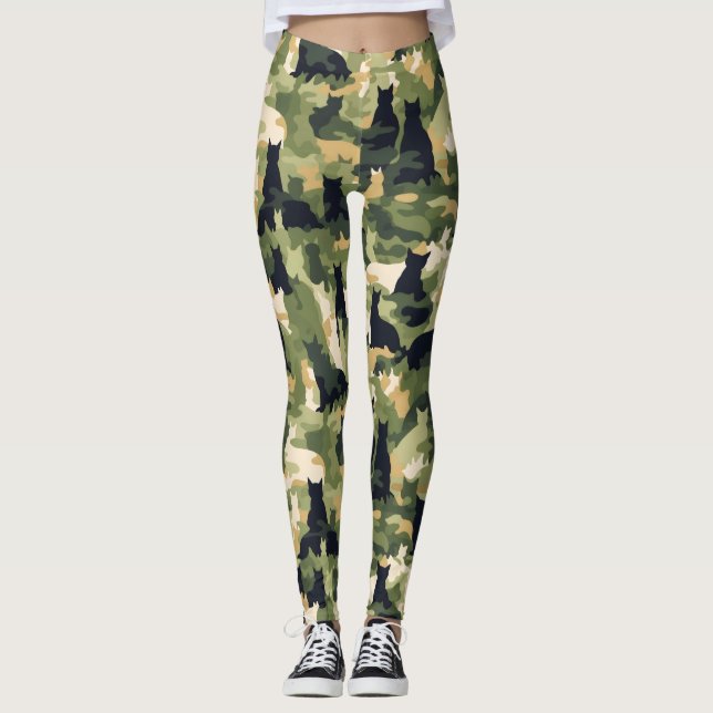 Legging Camuflagem Militar de Gatos (Frente)