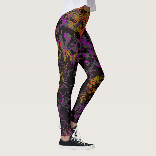 Legging Camuflagem Militar Neon Abstrato Caos (Direita)
