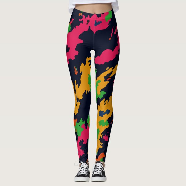 Legging Camuflagem Neon Color, Estilo Militar Armado (Frente)