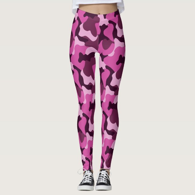 Legging Camuflagem Rosa Feminina Estilo de Rua Y2K (Frente)