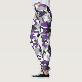 Legging Camuflagem roxa, Cinza, branca e negra