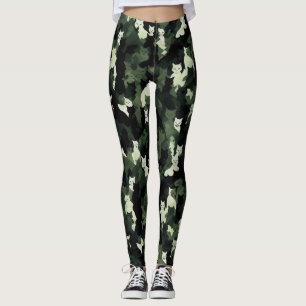 Legging Camuflagem Verde de Padrão Cat