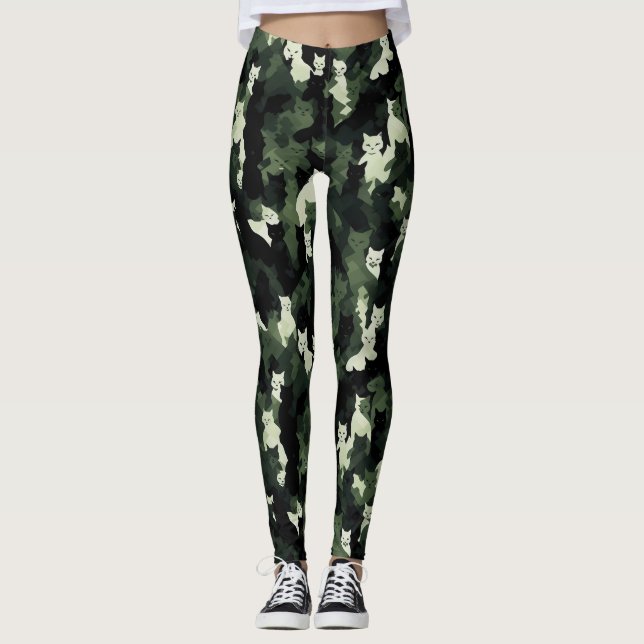 Legging Camuflagem Verde de Padrão Cat (Frente)
