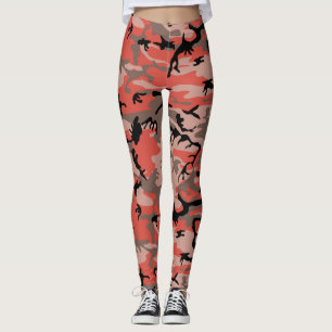 Legging Camuflagem Vermelha e Marrom, Militar, Exército