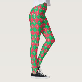 Legging Cana doce verde-festiva, branca, doce, com padrão