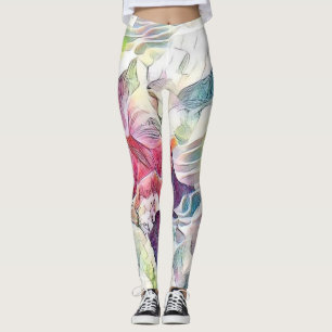 Legging Cana rosa na pintura aquosa do mar
