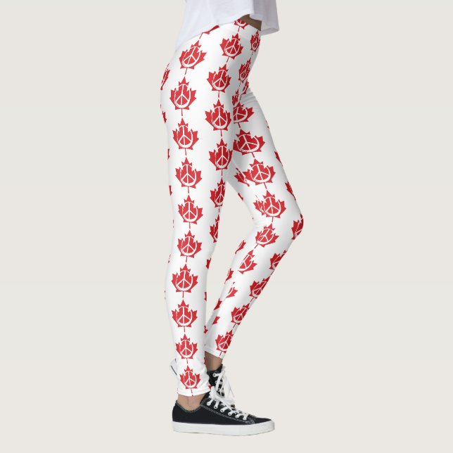Legging Canada Maple Leaf Peace Symbol Patriotic Free (Direita)