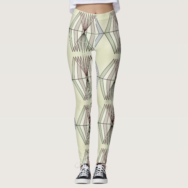 Legging canalizações de arte geométrica com ilusão óptica (Frente)