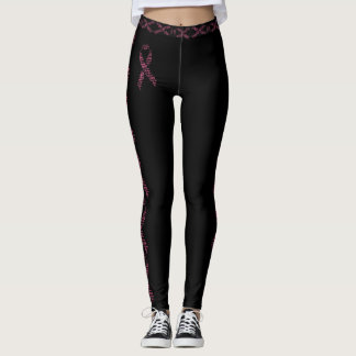 Legging Câncer da Mama Fita Rosa Amor Fé Cura Preto