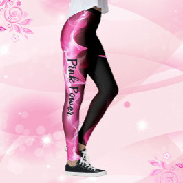 Legging Cancer de Fita de Fita de Fita de Força Rosa