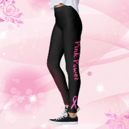 Legging Cancer de Fita de Fita de Fita de Força Rosa