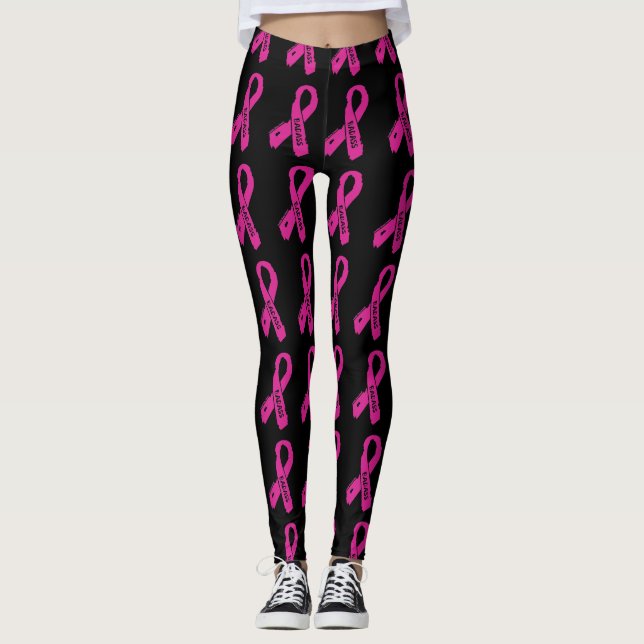 Legging Cancro da mama rasgado Badass/da fita… (Frente)