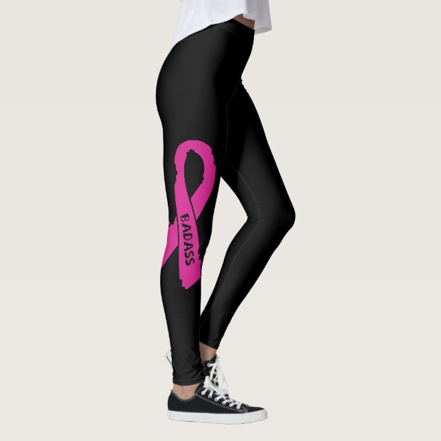 Legging Cancro da mama rasgado Badass/da fita… (Direita)