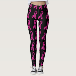 Legging Cancro da mama rasgado guerreiro da fita…
