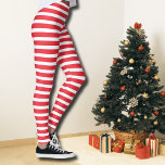 Legging Candy Cane Red e White Simples Horizontal Strike<br><div class="desc">Candy Cane Red e White Simples Horizontal Striped.</div>