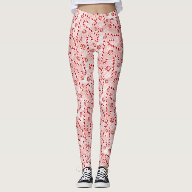 Legging Candy Cane rosa Natal  (Frente)