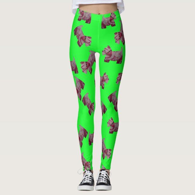 Legging Candy Swirl Scottie Terrier verde (Frente)