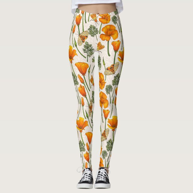 Legging Canecas e mariposas da Califórnia em branco 2 (Frente)