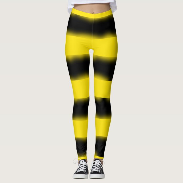 Legging Caneleiras Abelha-Inspiradas pretas e amarelas das (Frente)