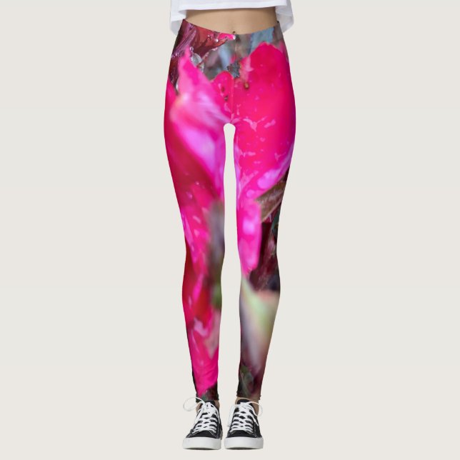 Legging Caneleiras abstratas da flor (Frente)