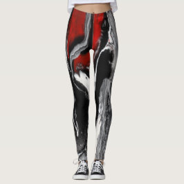 Legging Caneleiras abstratas do preto, as brancas & do
