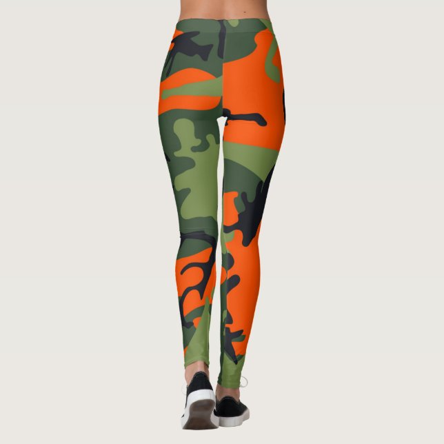 Legging Caneleiras alaranjadas da camuflagem (Verso)