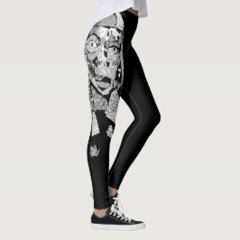 Legging Caneleiras artísticas da colagem preta da cara das