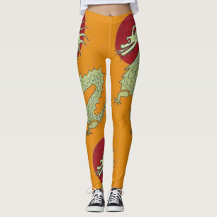 Legging Caneleiras asiáticas alaranjadas do dragão--Drag