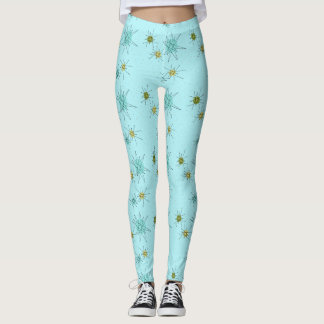 Legging Caneleiras atômicas azuis de Starbursts do ovo do
