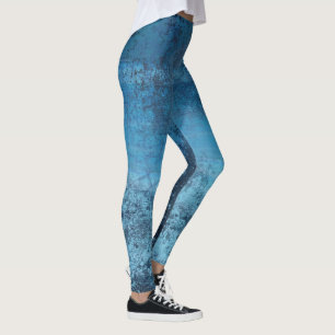 Legging Caneleiras azuis afligidas do teste padrão
