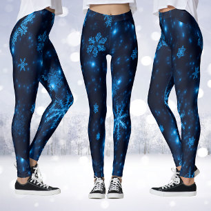 Legging Caneleiras azuis & brilhantes profundas dos flocos
