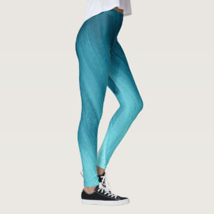 Legging Caneleiras azuis da arte abstracta do verde do