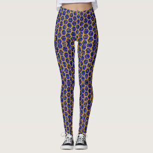Legging Caneleiras azuis do favo de mel