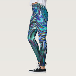 Legging Caneleiras azuis do redemoinho do Fractal