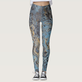 Legging Caneleiras azuis & Dourados abstratas