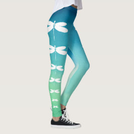 Legging Caneleiras azuis e verdes da libélula