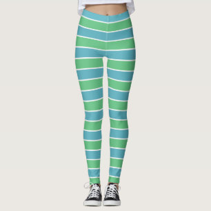 Legging Caneleiras azuis e verdes das listras