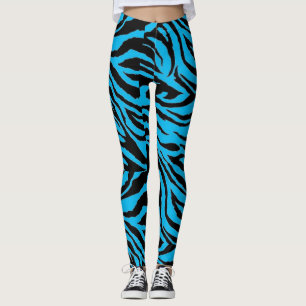 Legging Caneleiras azuis Funky do impressão da zebra