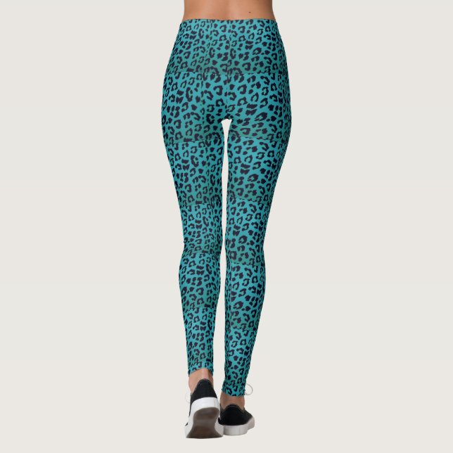 Legging Caneleiras azuis Funky do impressão do leopardo (Verso)