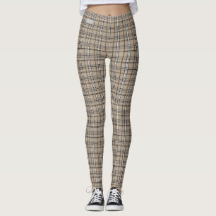 Legging Caneleiras bege cinzentas da xadrez da COLEÇÃO d