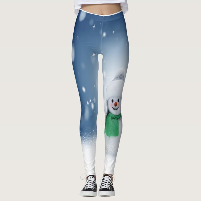 Legging Caneleiras bonitos do boneco de neve (Frente)
