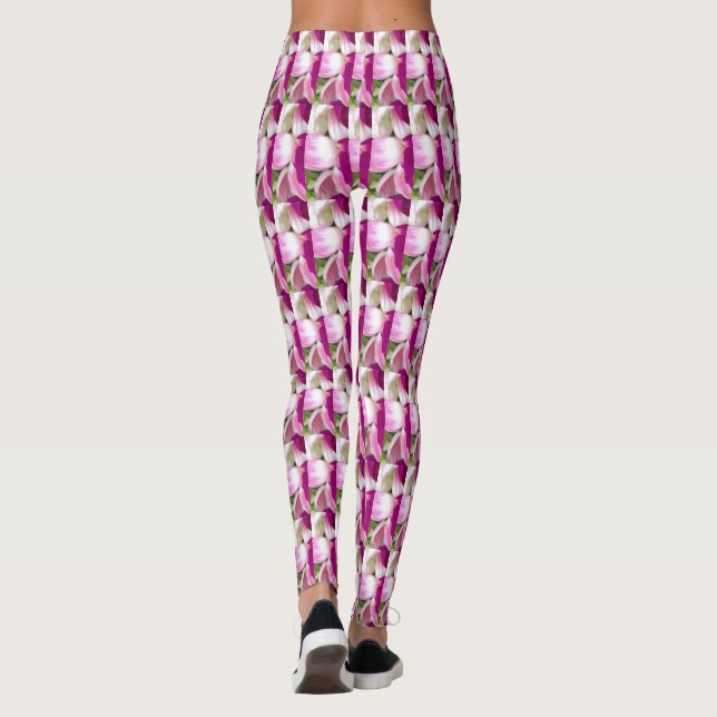 Legging Caneleiras brancas das letras miudinhas da lavanda (Verso)