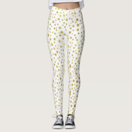 Legging Caneleiras brancas das mulheres com estrelas