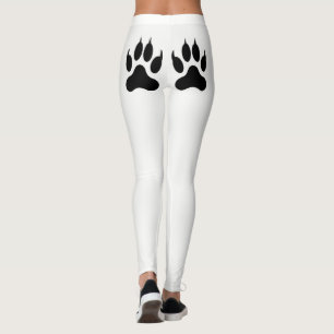 Legging Caneleiras brancas do impressão da pata