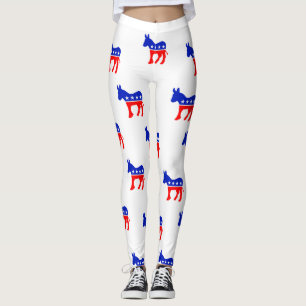 Legging Caneleiras brancas do símbolo do asno de Democrat