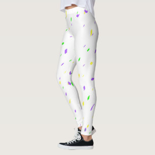 Legging Caneleiras brancas dos confetes do carnaval